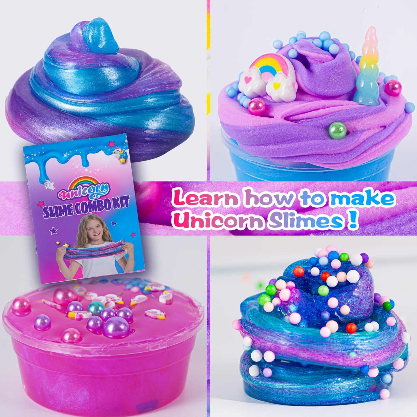 Zonfrto Mini Unicorn Slime Kit For Girls, Glimmer Crunchy Slime, Butter Slime, Galaxy Slime For Kids 6-12, Party Favors For Childrens