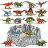 Oriate 12Pcs Mini Dinosaurs Figures Figurines Toys For Kids 3-5 5-7, Capture N Escape Dino World Playset, Including 6 Dinosaur Fences, Realistic Jurassic Sets For Kids Birthday Gifts Cake Topper