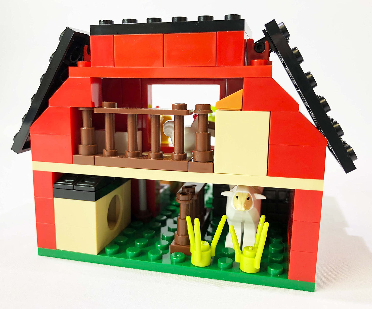Brick Loot The Red Barn Farm, Custom Designed 160 Piece Model W/Animals, Chickens, Pig, Lamb, Eggs, & More, Compatible With Lego And Other Major Brick Brands Sets And Models, For Adults & Kids Age 6+
