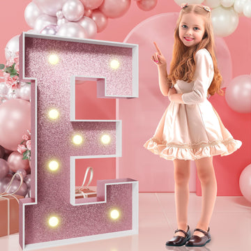 Imprsv Marquee Letters Rose-Gold 3Ft: Rose Gold Party Decor - Light Up Letter E Large 3 Feet Tall - Party Decorations Letter For
