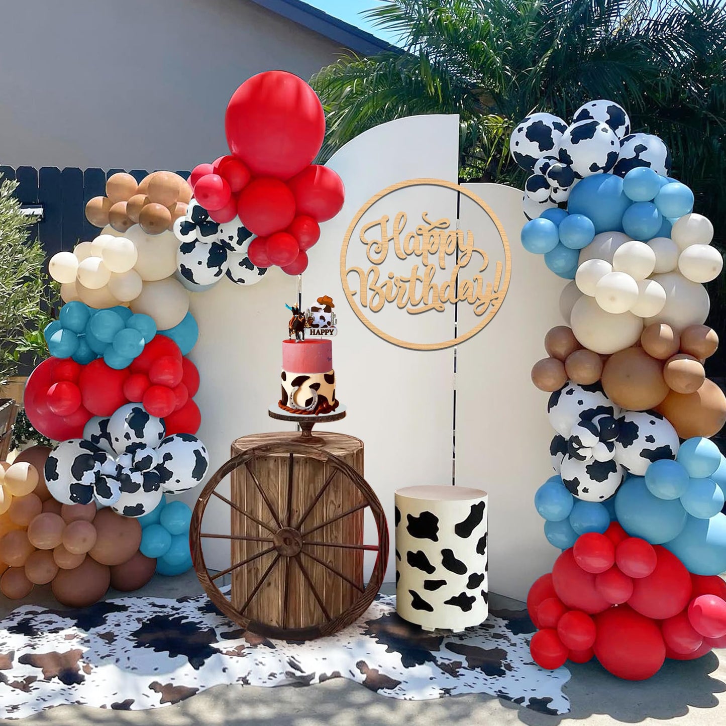 158 Pcs Red Blue Cow Balloons Arch Garland Kit Cow Party Decorations For Baby Shower Birthday Farm Western Theme Party Supplies Decorations