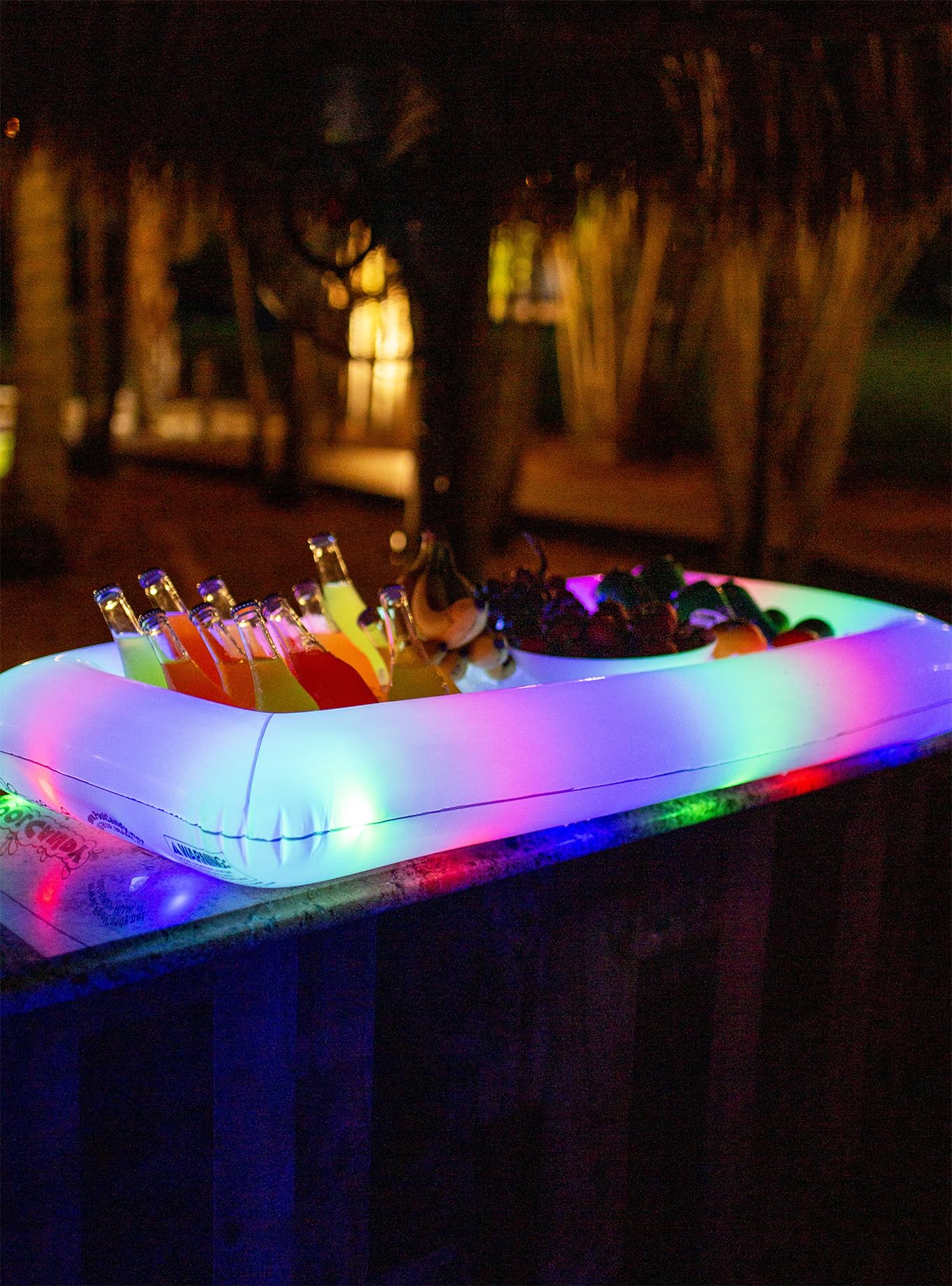 Poolcandy Inflatable Illuminated Led Buffet Cooler 48' - Indoor Outdoor Party Bbq Or Tailgate Serving Tray