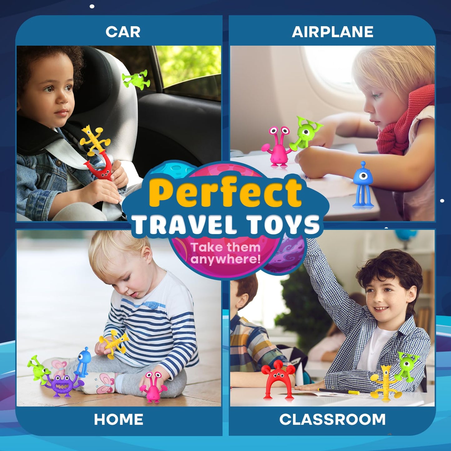 Suction Toy Toddler Bath Toys: 18Pcs Sensory Fidget Toys For Kids, Baby Window Building Toys, No Hole Bath Toy Suction Toy For Boys Girls Travel Toy Gift, Suitable For Classroom Prizes, Party Favors