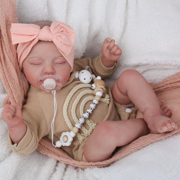CHAREX 20 Inch Realistic Newborn Baby Doll - Soft Weighted Reborn Doll, Brown Cotton, Model P02, Toys for Ages 3 and Up