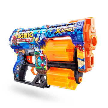 X-Shot Skins Dread Foam Blaster (12 Dart) - Sonic Color, Plastic Material, Model 36583-B, Ideal for Kids and Teens