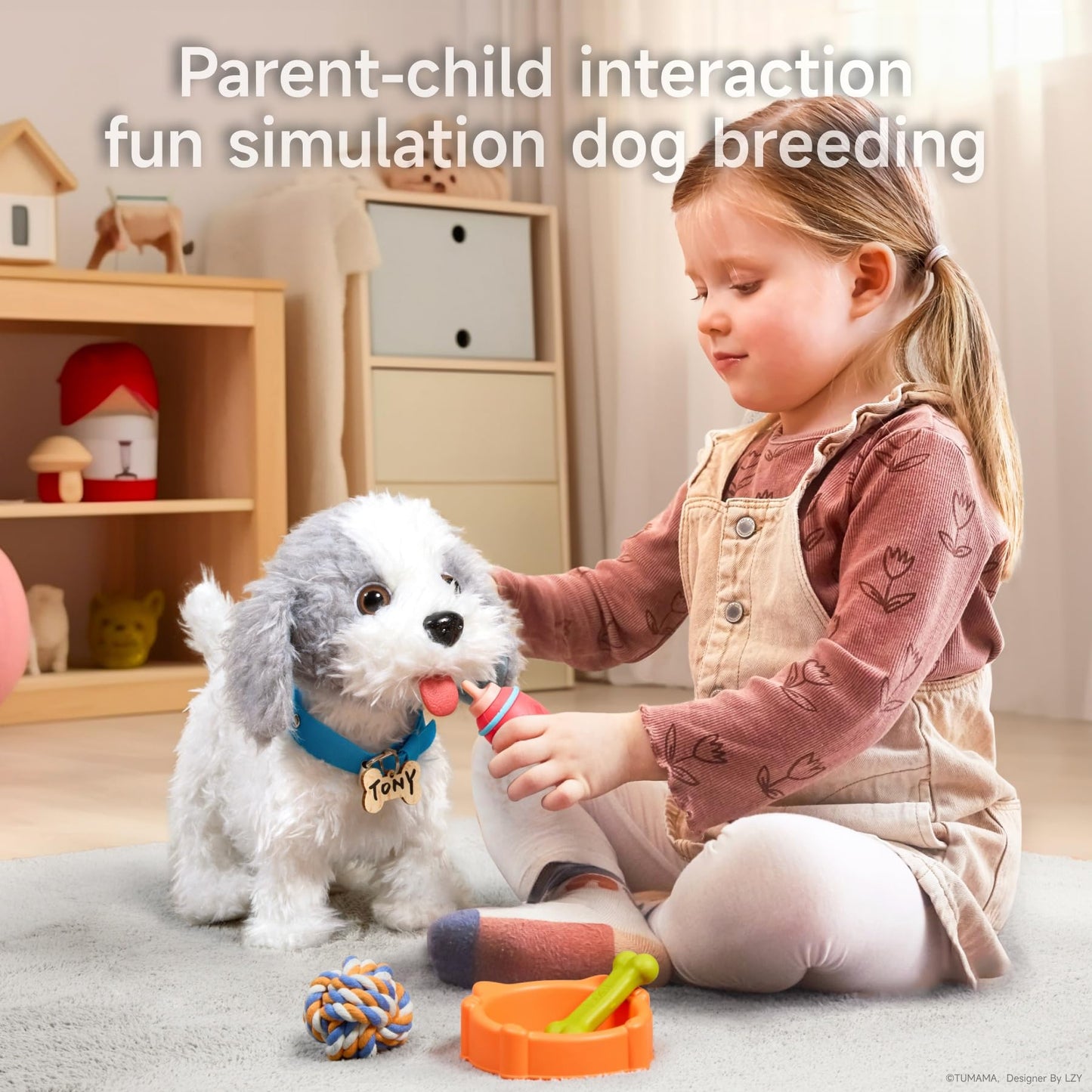 Or Or Tu Walking Barking Toy Dog With Remote Control Leash, Plush Puppy Electronic Interactive Toys For Kids, Shake Tail,Pretend