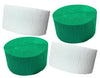 Green and White Crepe Paper Streamers (2 Rolls Each Color) MADE IN USA!