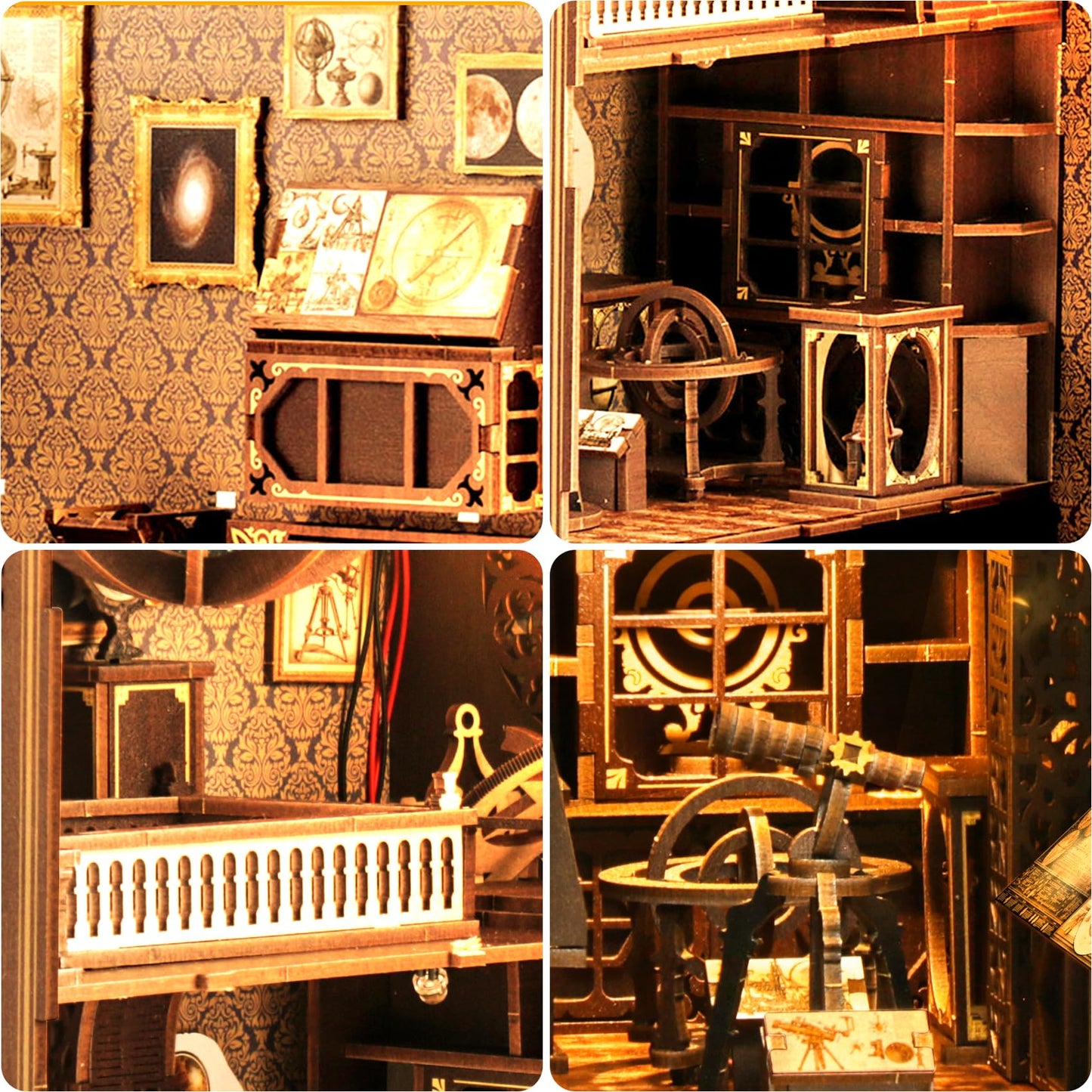 Book Nook Kit for mature-themed - THRIVINGIVAN DIY Miniature Model Build Dollhouse Kit 3D Wooden Puzzle with Sensor Led Light for Bookshelf Bookend Insert Decor mature-themeds Teen Crafts