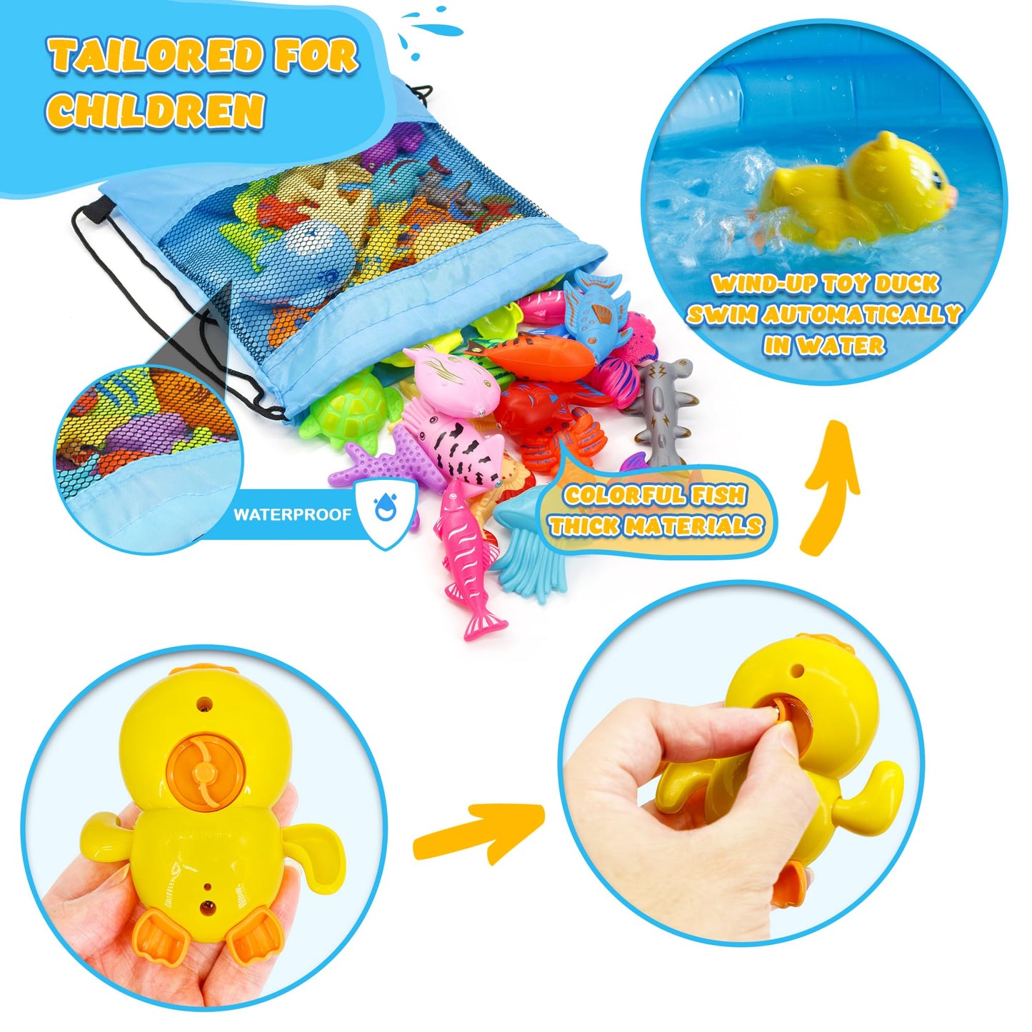 Kiditos 60Pcs Magnetic Fishing Bath Toys Game Set,Swimming Fish Toys For Bathtub,Water Table Bathtub Toys For Toddlers Kids Age