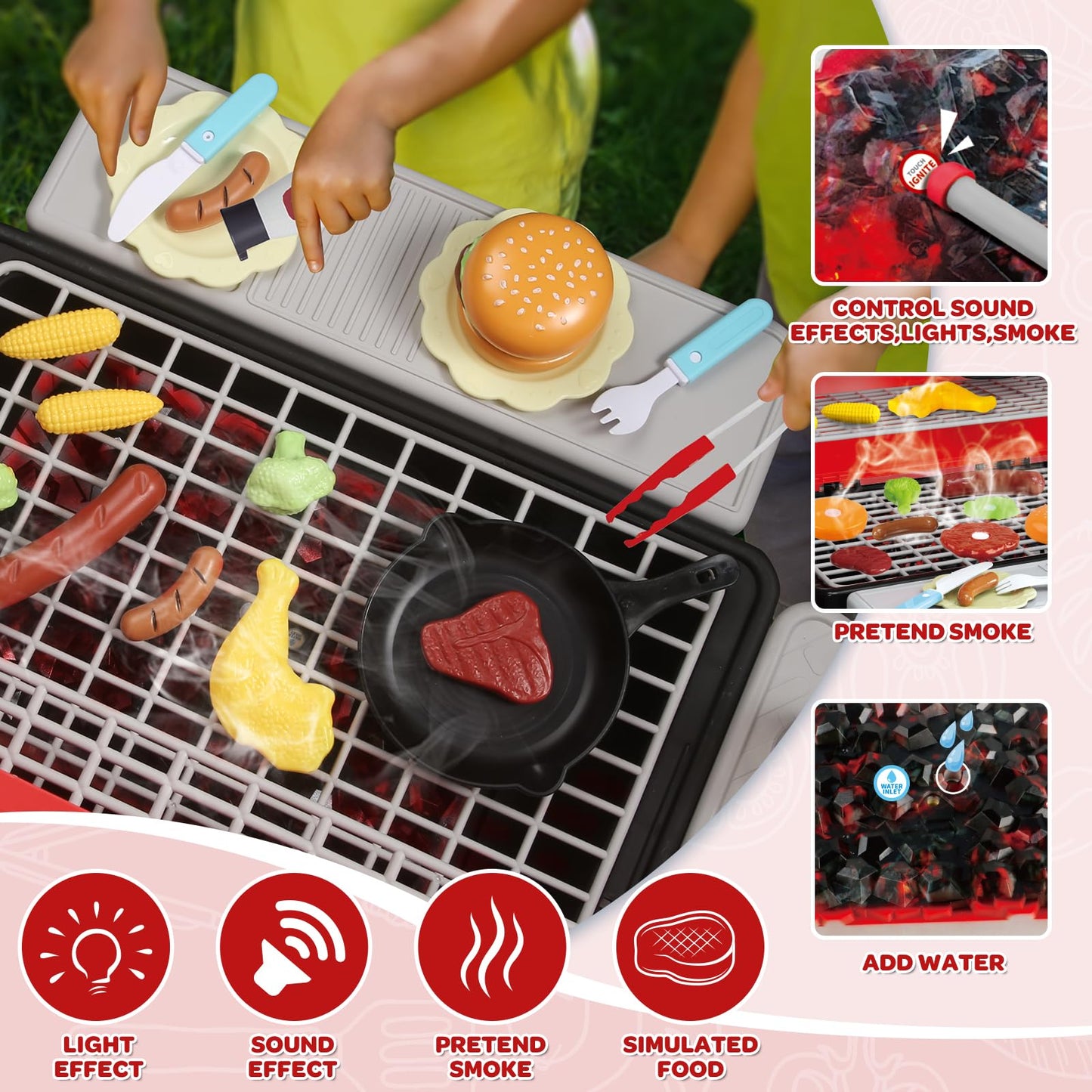 35Pcs Kitchen Toy Set, Bbq Grill Playset, Little Chef Play, Interactive Cooking Set For Kids - Christmas Birthday Gift For Boys