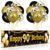 Black Gold 90Th Birthday Decorations For Men Women, Black And Gold Birthday Yard Banner Sign And 18 Pcs 90Th Happy Birthday Balloons For 90Th Anniversary Birthday Party Supplies Outdoor Yard Decor