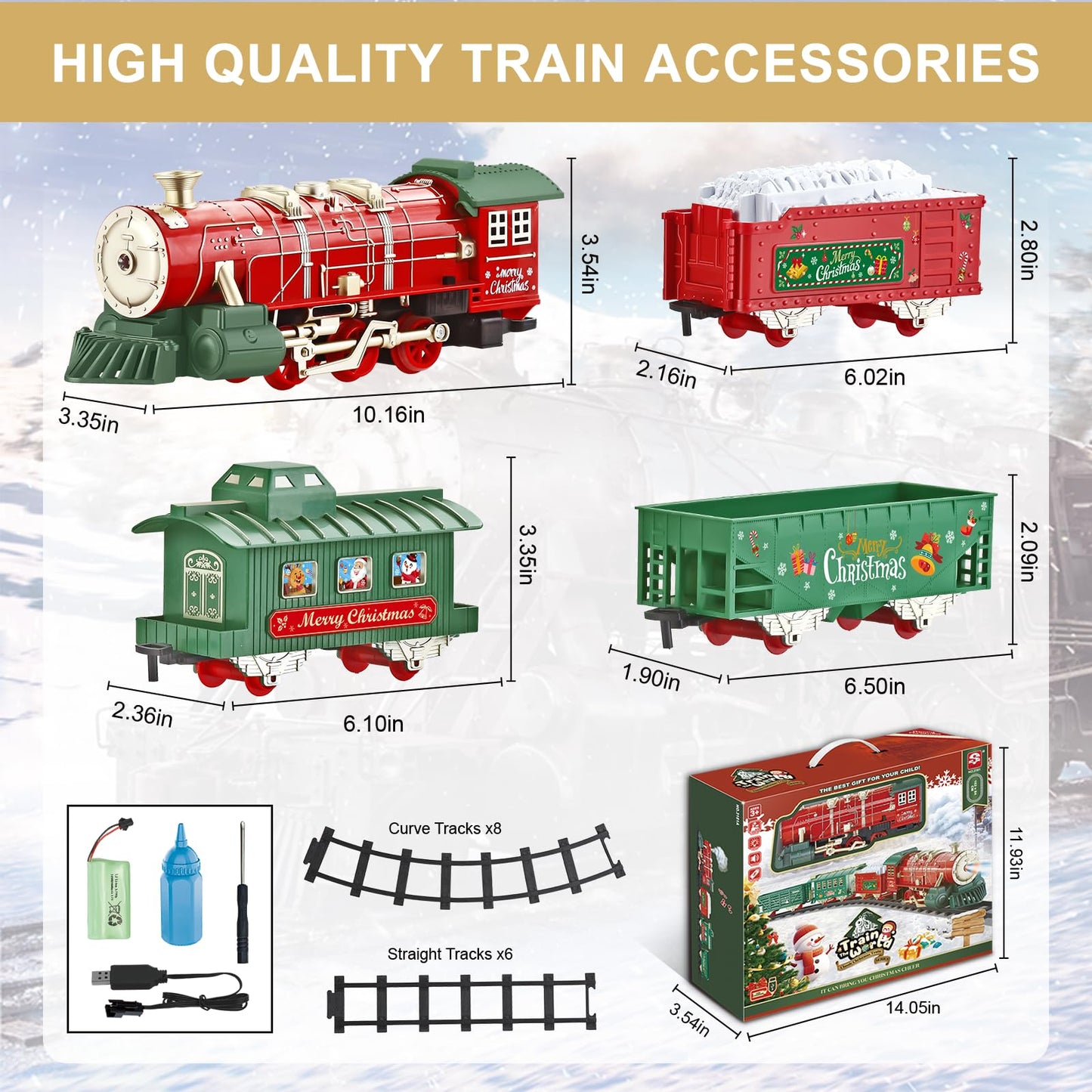 Train Set -Train Set For Toddlers W/Christmas Music Light & Smoke, Train Set For Under Christmas Tree, Train Sets For Kids 4-7,