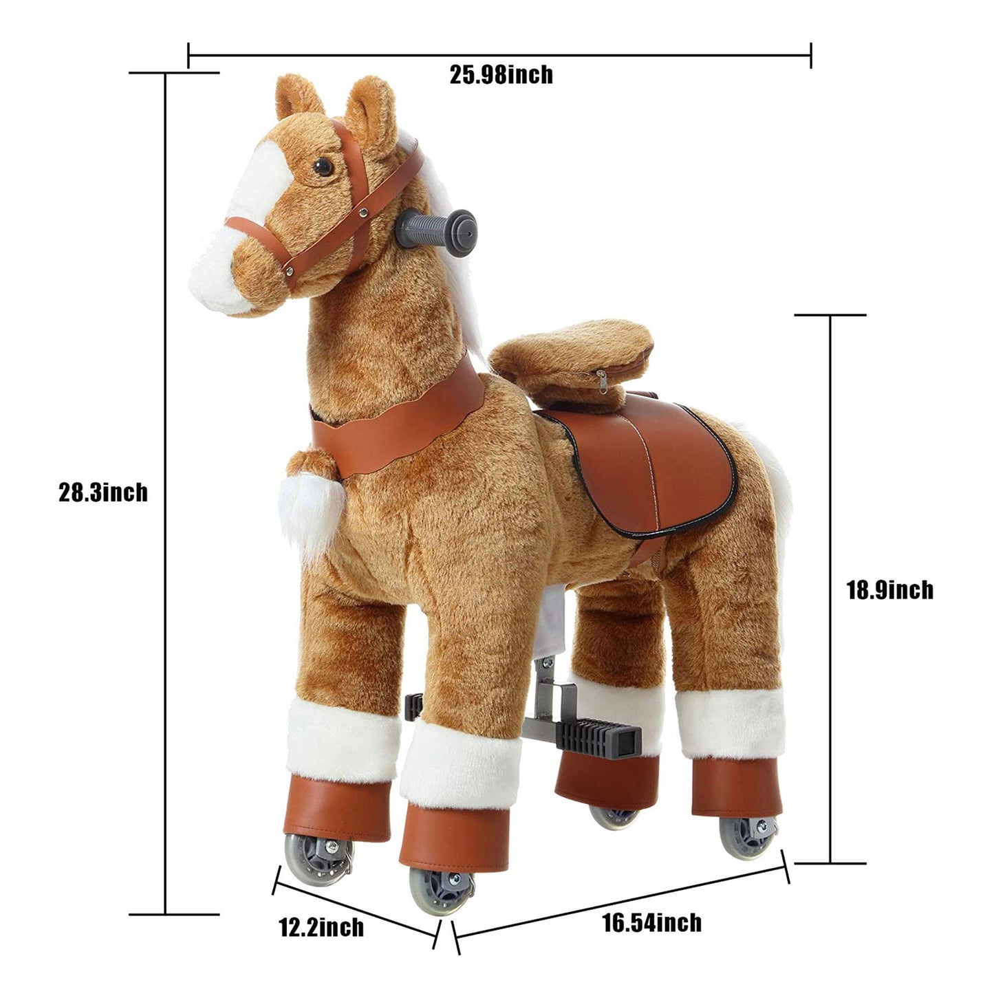 JoJoPooNy Ride on Horse Toy Kids Ride on Toy for 3-6 Years Old enhanced Riding Horse Plush Animal Toy Walking Horse Toy with Wheels (27 Inch Height)