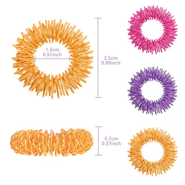 Blulu 30 Pieces Acupressure Rings Spiky Sensory Rings For Fingers Stress Relief Fidget Sensory Massager For Teens Adults (Pink,