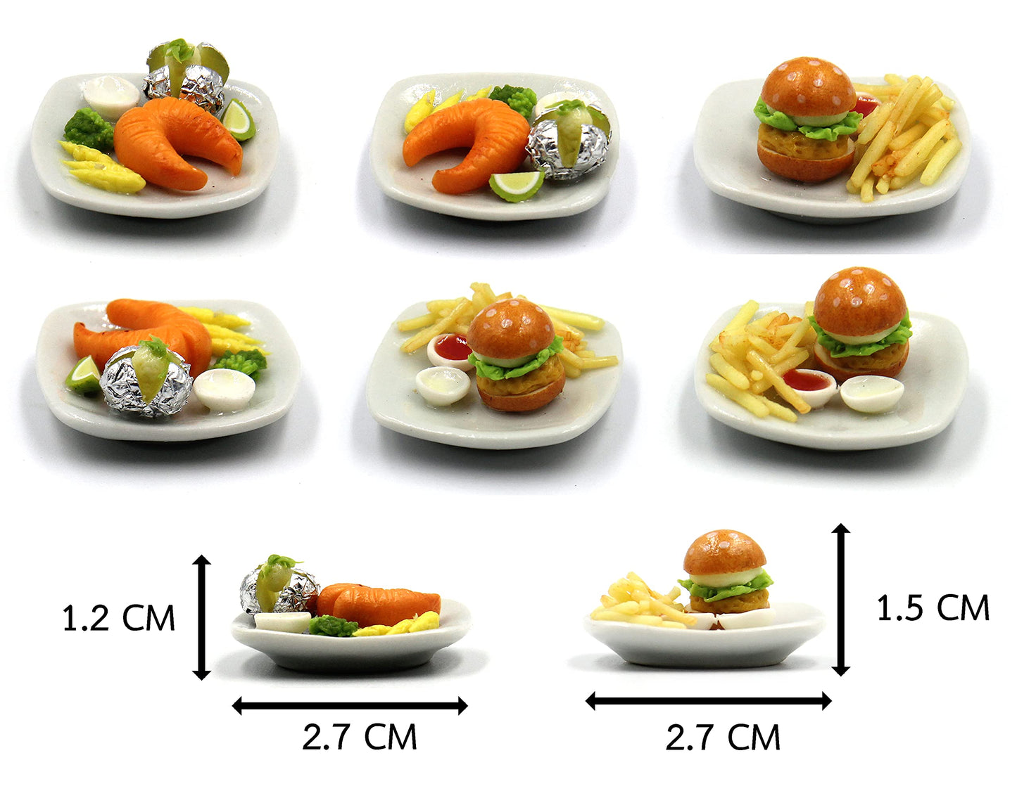 Mixed 10 Assorted Breakfast Set - Miniature Food, Tiny Food for Decoration Dollhouse, Doll House, Diorama (scale 1:24, 1/24)