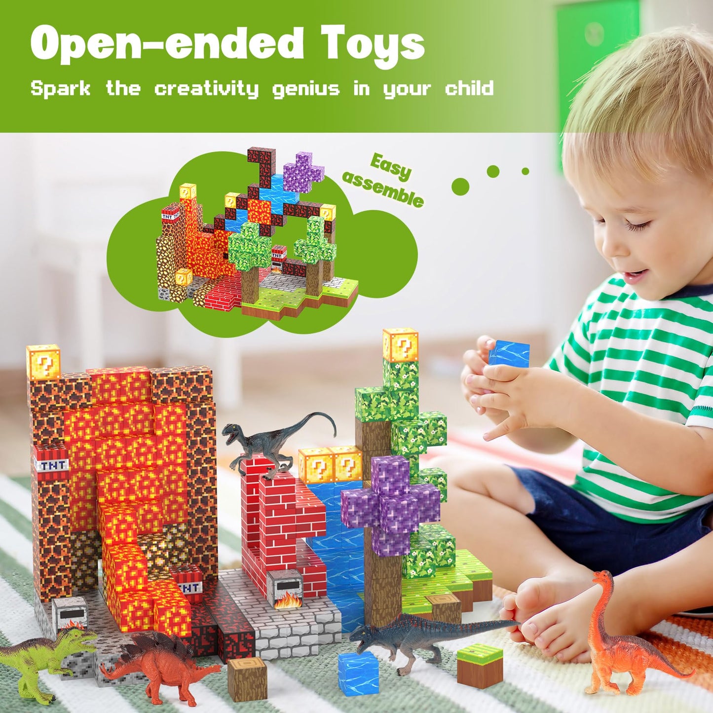 Cuteland Magnetic Blocks 216Pcs Volcano Style, Magnetic Building Blocks For Boys 6-8,Toys Gift For 6+ Year Old Kids, Constructio