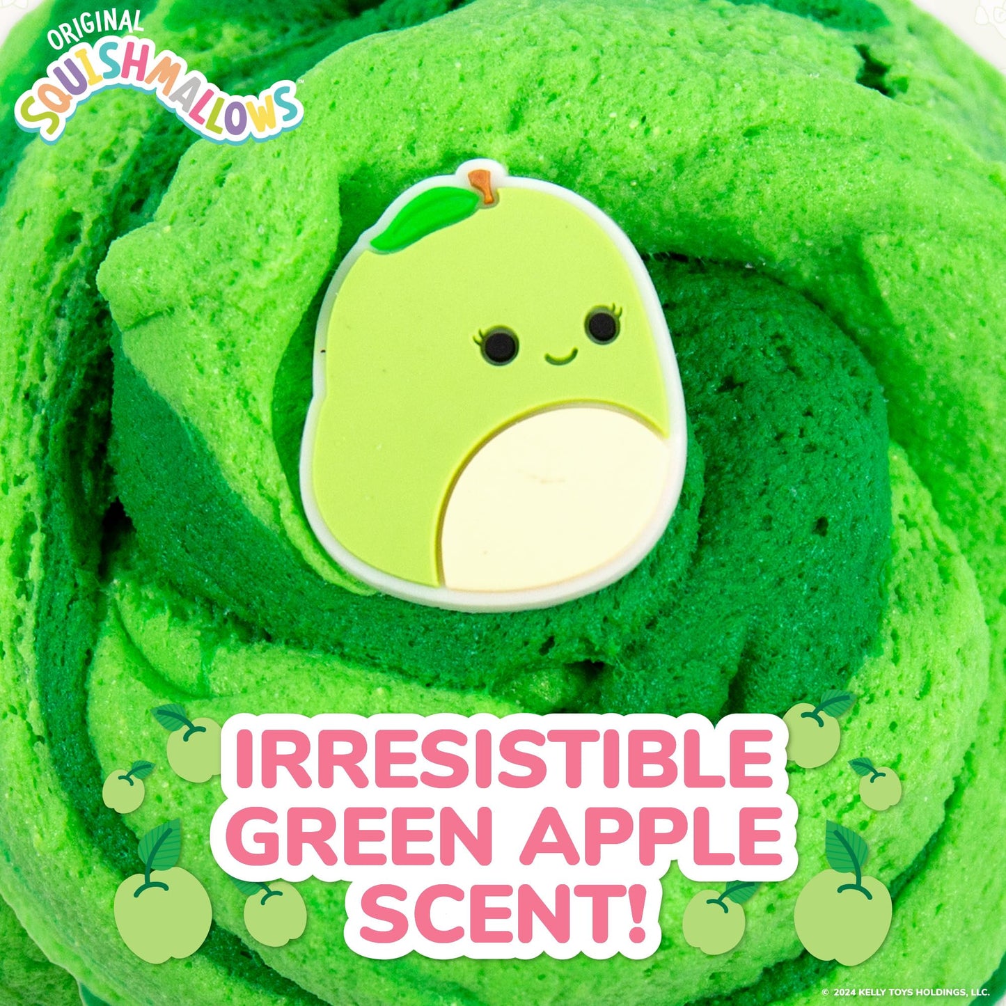 Original Squishmallows Ashley The Apple Premium Cloud Slime, 8 Oz. Fluffy Slime, Green Apple Scented, 3 Fun Slime Add Ins, Pre-Made Slime For Kids, Great 6 Year Old Toys, Super Soft Sludge Toy