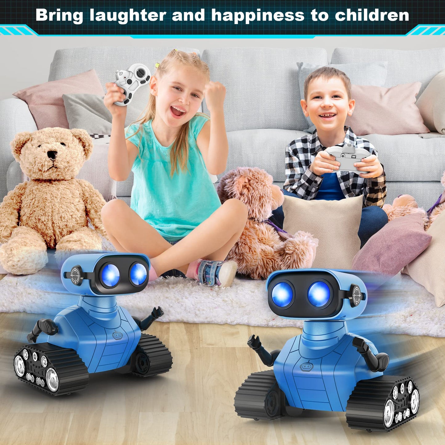 Hamourd Robot Toys for Boys Girls, Rechargeable Remote Control Emo Robots with Auto-Demonstration, Flexible Head & Arms, Dance M