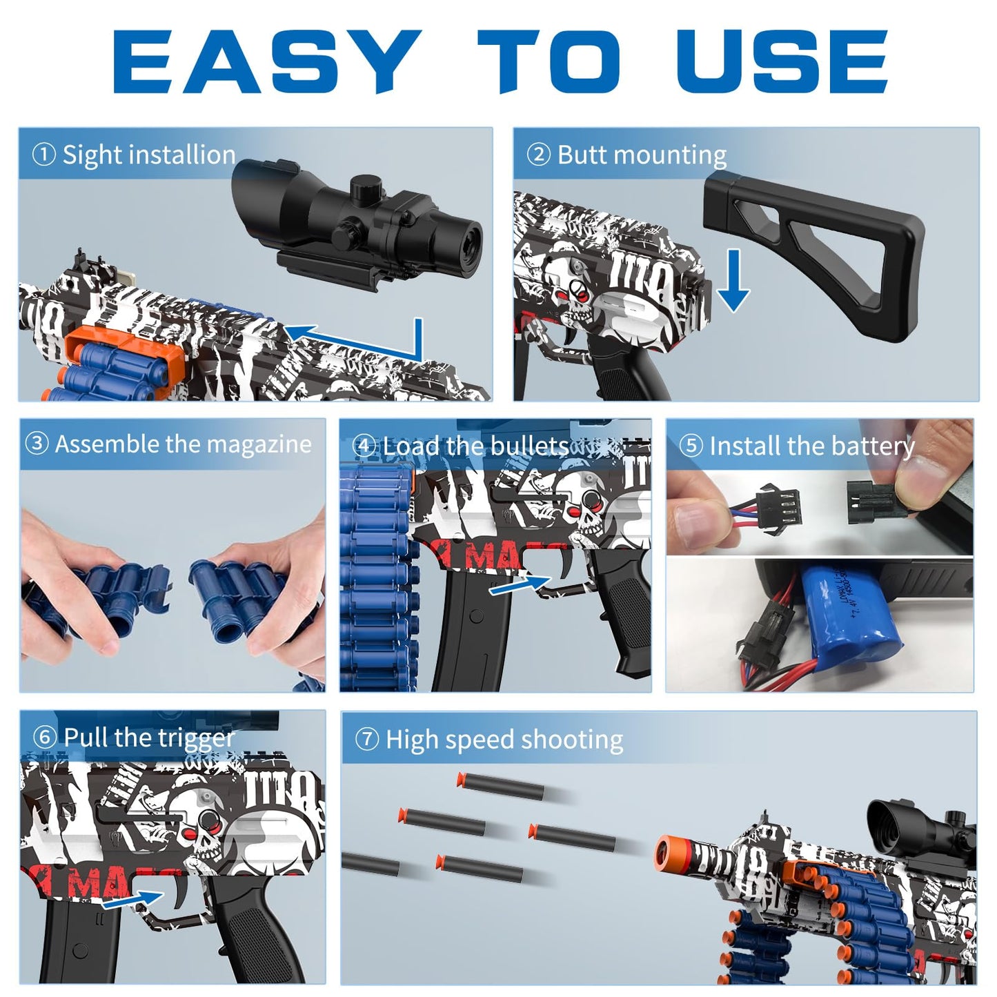 Electric Automatic Toy JakMean Toy with 30 Dart Clips and 100 Foam Darts Outdoor Shooting Games Toys for 6-12 Year Old Boys & Girls mature-themeds Presents for Birthday Xmas White-Red