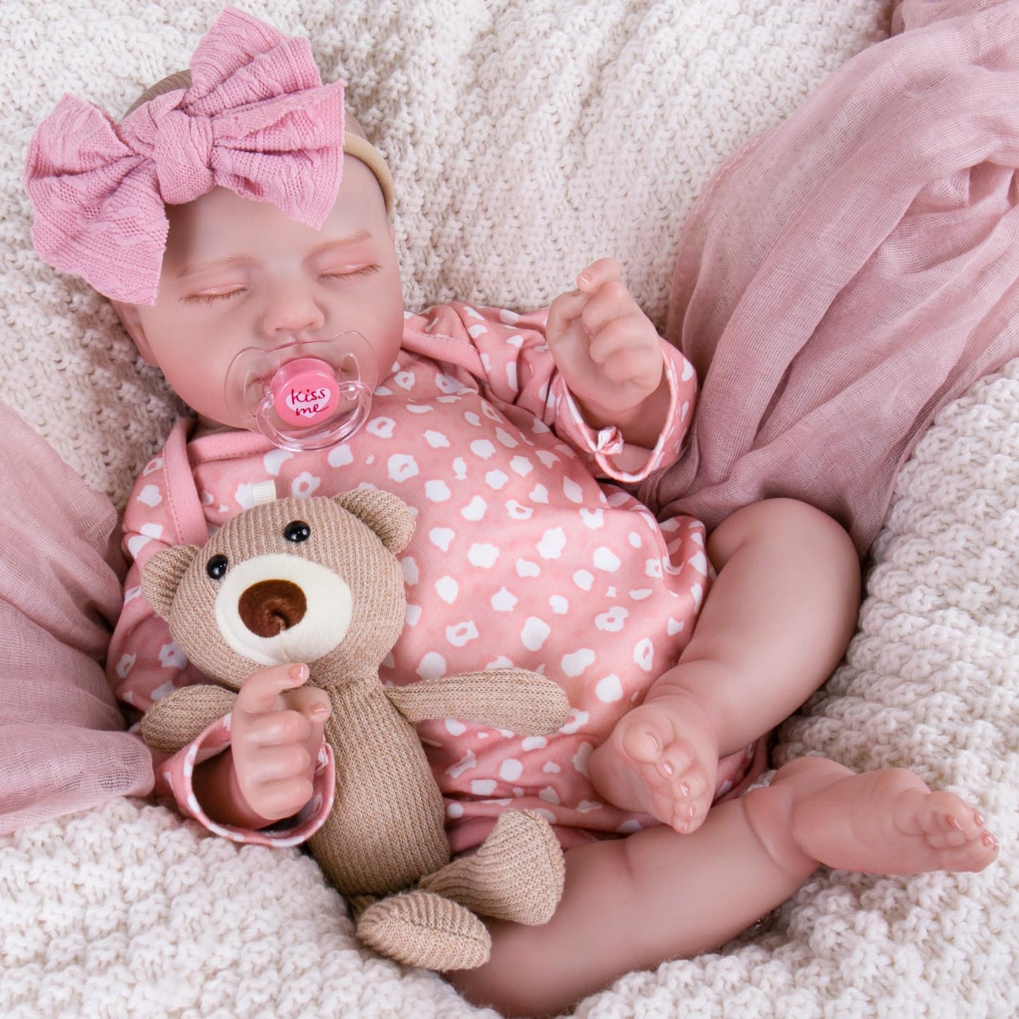 Aori Lifelike Reborn Baby Dolls Real Life Realistic Baby Dolls 20 '' Sleeping Newborn Baby Girl With Pink Clothes Set