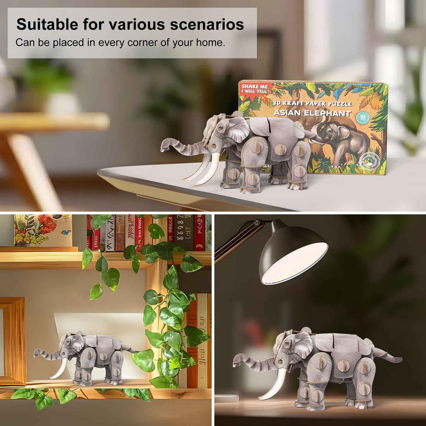Makebug Elephant Toy Paper 3D Puzzles With Sound, Gift Toys For Kids Ages 8-12 Years Old,