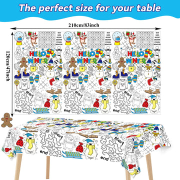 Giant Winter Coloring Tablecloth for Kids Snowman World Posters Activity Large Penguin Bear Color-in Paper Poster Table Cover fo