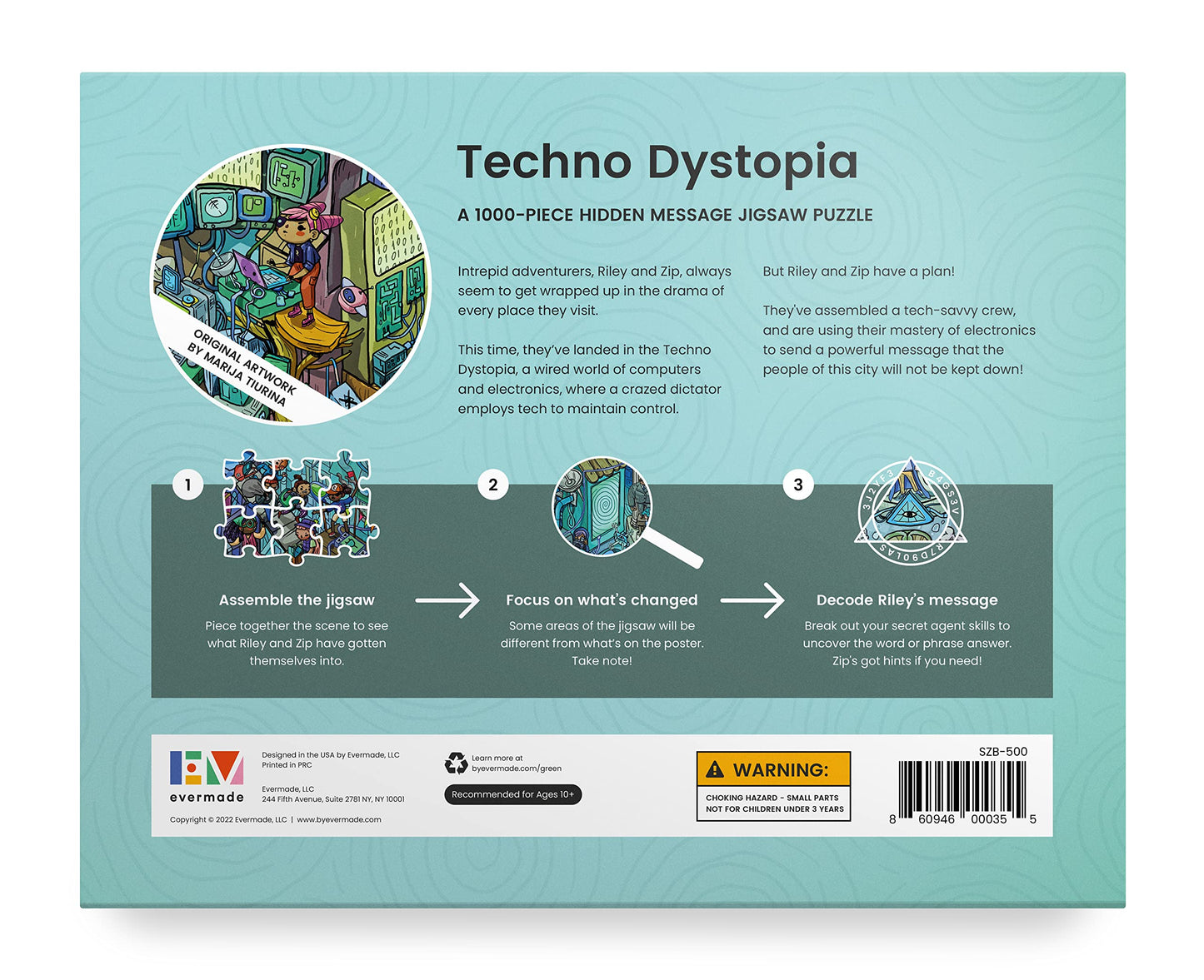 Techno Dystopia by Evermade - A Hidden Message Mystery Jigsaw Puzzle for Adults - 1000 Pieces, Beautifully Detailed 20'' x 28''