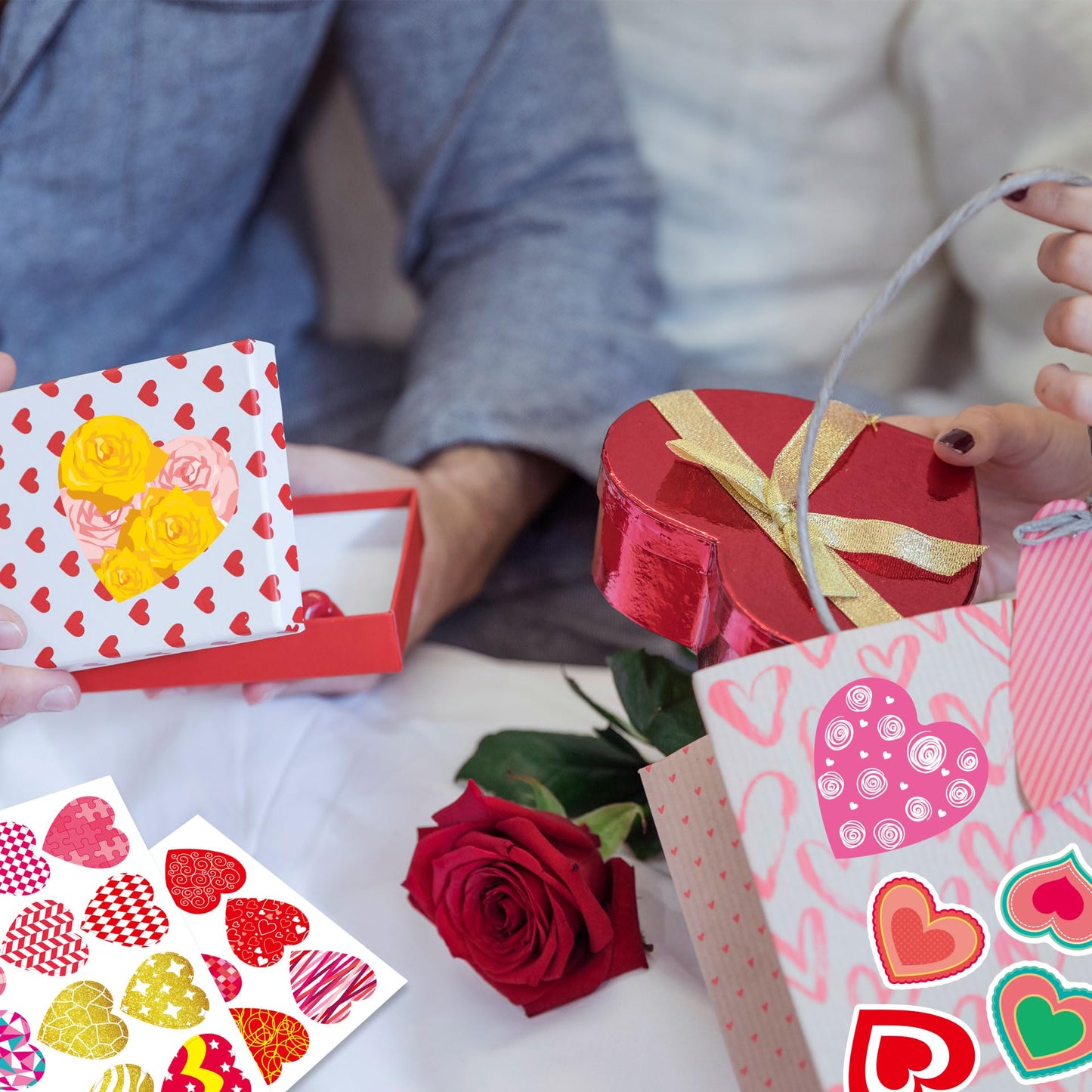 Valentines Stickers, 32 Sheets Cute Heart Stickers, Valentines Day Stickers for Kids, Class Gifts for Kids Classroom School, Cra