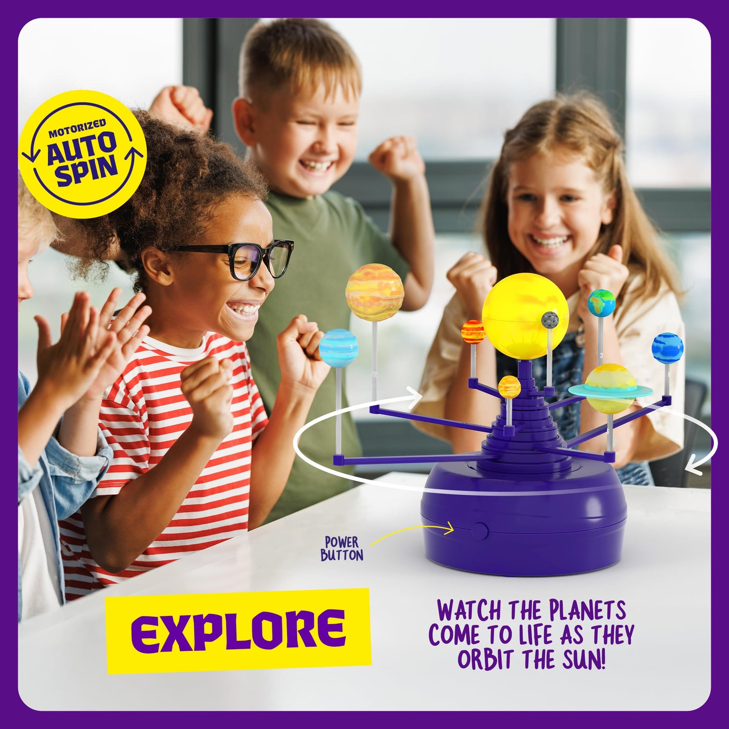 Dan&Darci 360 Orbiting Solar System for Kids - Paint & Build Model Kit - Arts and Crafts for Kid Ages 8-12, 4-6, 4-8, 6-8 - Spac