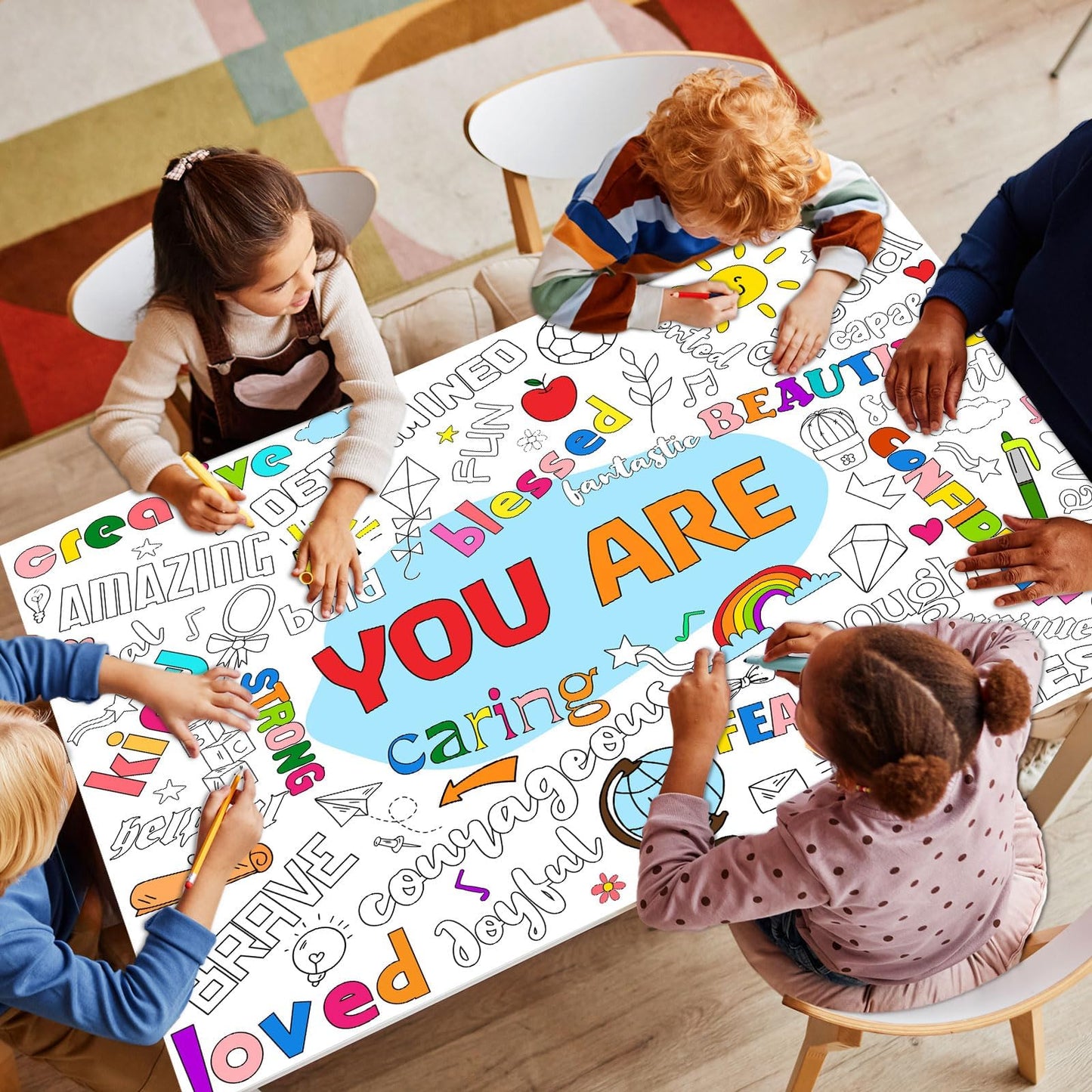 Naozinebi Positive Coloring Poster For Kids Giant You Are Coloring Poster Large Positive Affirmations Coloring Tablecloth Jumbo