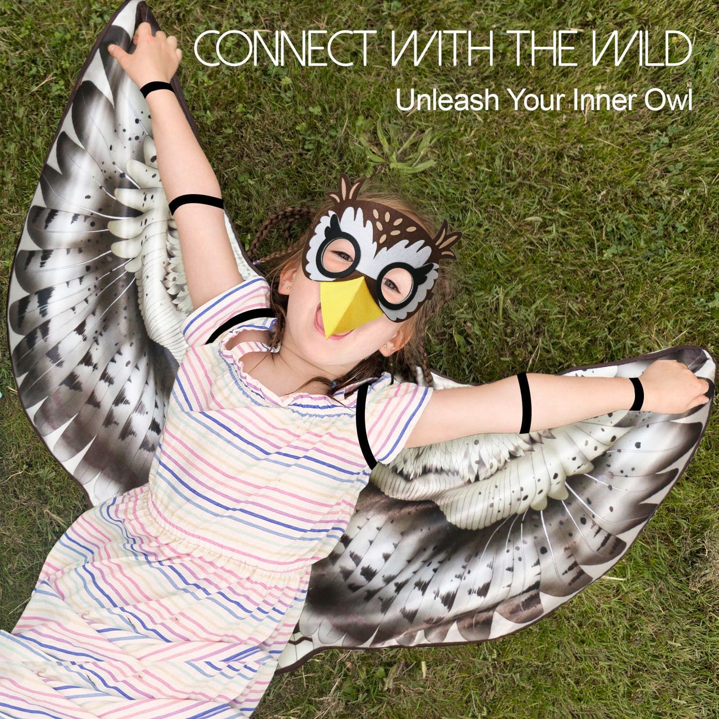 Irolewin Double-Sided Owl-Bird-Wings-Costume For Kids Toddler Animal Dress-Up Cape 3D Bird Mask Boys Girls Jungle Party Toys