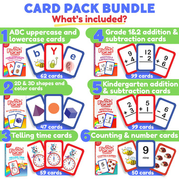 The Fidget Game Flash Cards For Children Ages 3+ - Learning Tools For Letters, Numbers, Addition & Subtraction, Shapes & Telling Time. Preschool Kindergarten Flashcards