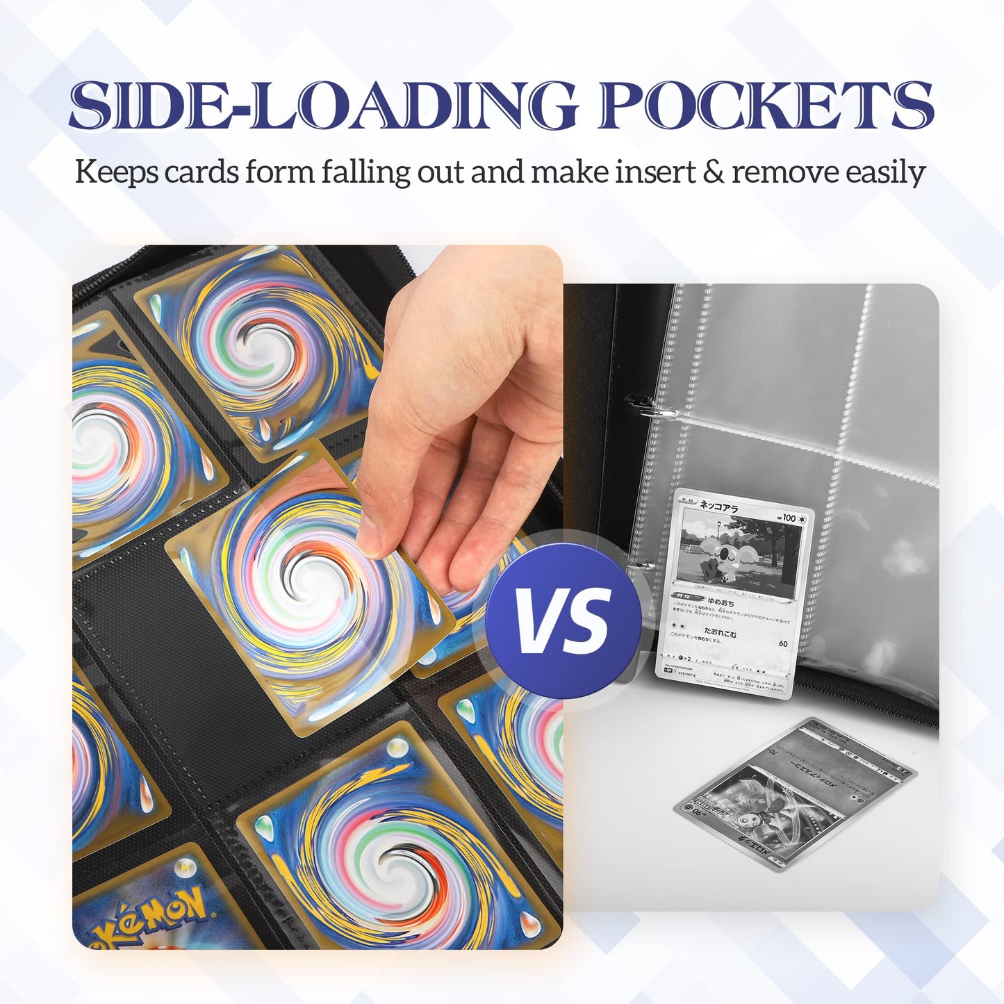 Trading Card Binder, 9 Side Loading Pocket Card Album Hold Up To 540 Cards, Zipper Binder For Cards Collection, Tcg Card Holder