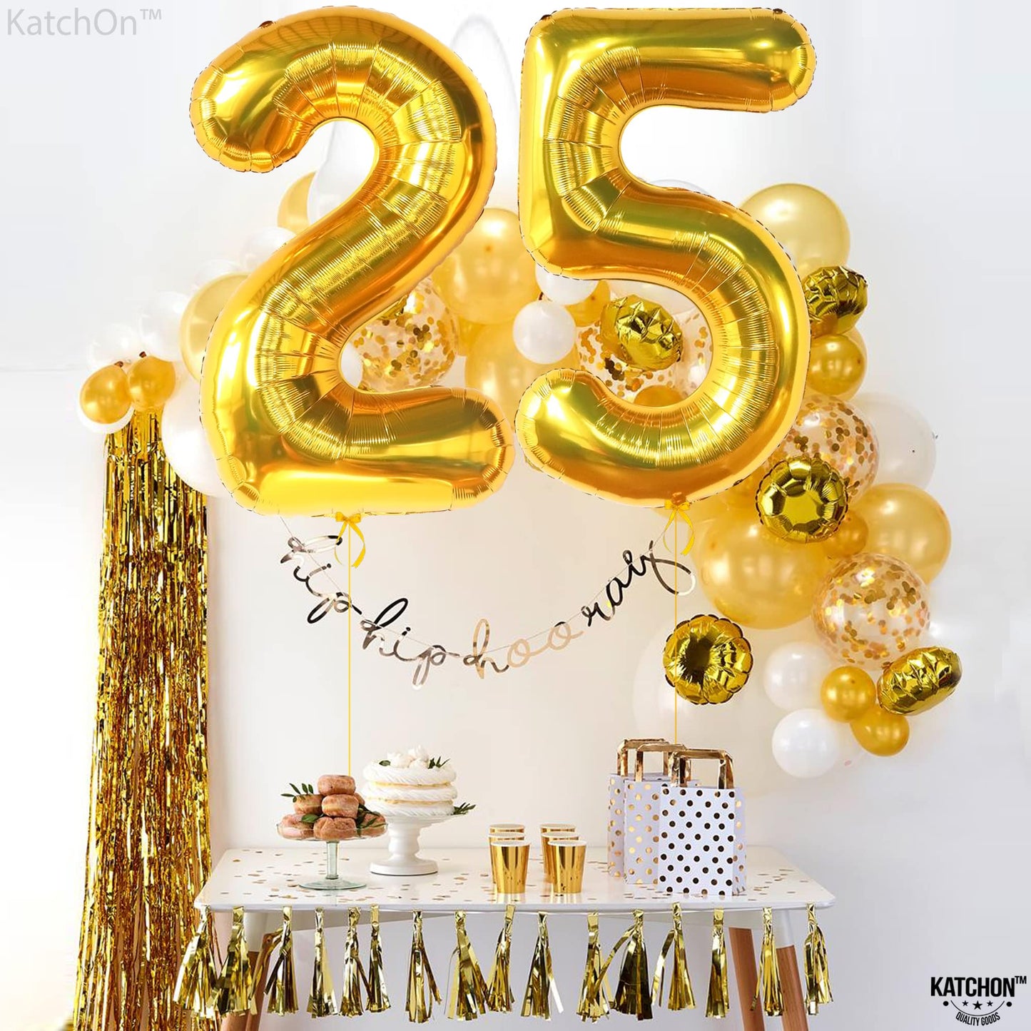 Katchon, Gold 25 Balloon Numbers - 40 Inch | 25Th Birthday Balloons, Gold 25Th Birthday Decorations For Women | 25 Balloon Numbers Gold | 25 Years Balloons, 25Th Birthday Decorations For Men