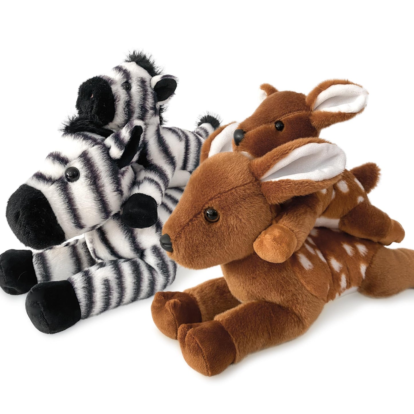 Hideekoog Stuffed Animal for Kids 12 inch Fawn Realistic Animal Plush Toy Lying Down Posture Animals Plush Deer for Boys Girls mature-themed Birthday Hug Teaching(L-Deer)