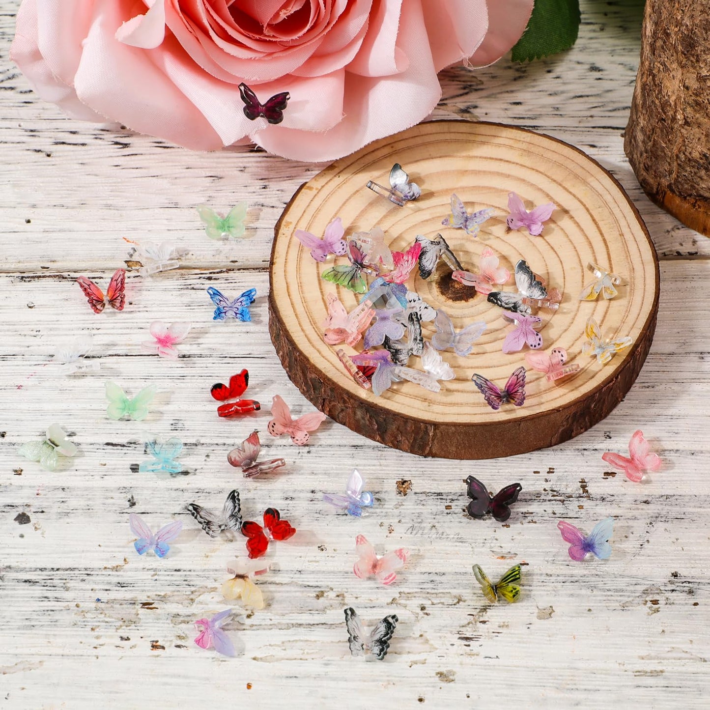 60Pcs Micro Resin Butterflies, Mini Butterflies For Crafts Miniature Tiny Butterflies Dollhouse Small Butterfly Figurines For Kids Miniature Landscapes Fairy Dollhouse (Random Colors)