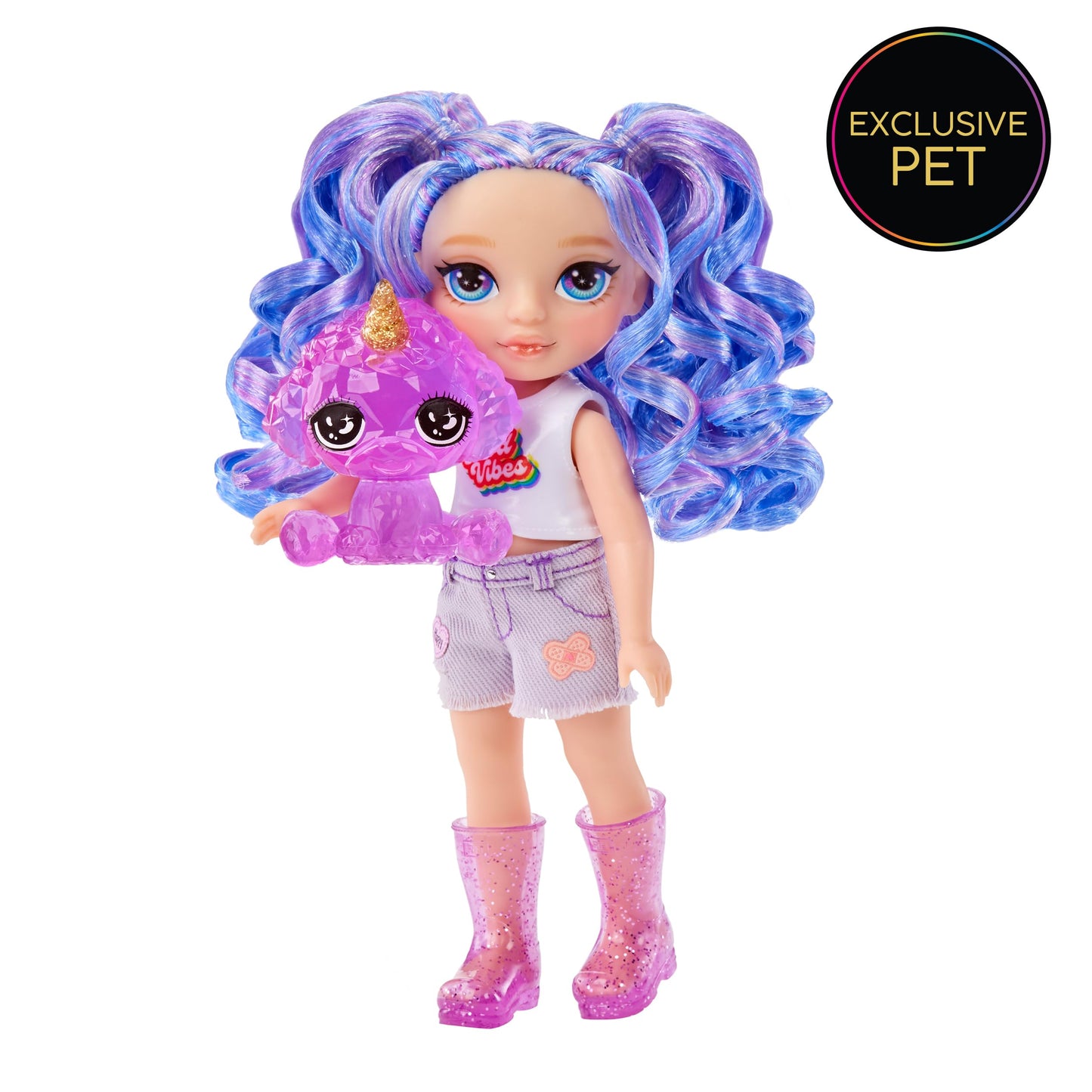 Rainbow High Littles Amethyst Willow Doll - 5.5 Posable Purple Doll with Purse & Magical Pet Dog, Gift for Kids Ages 4-12