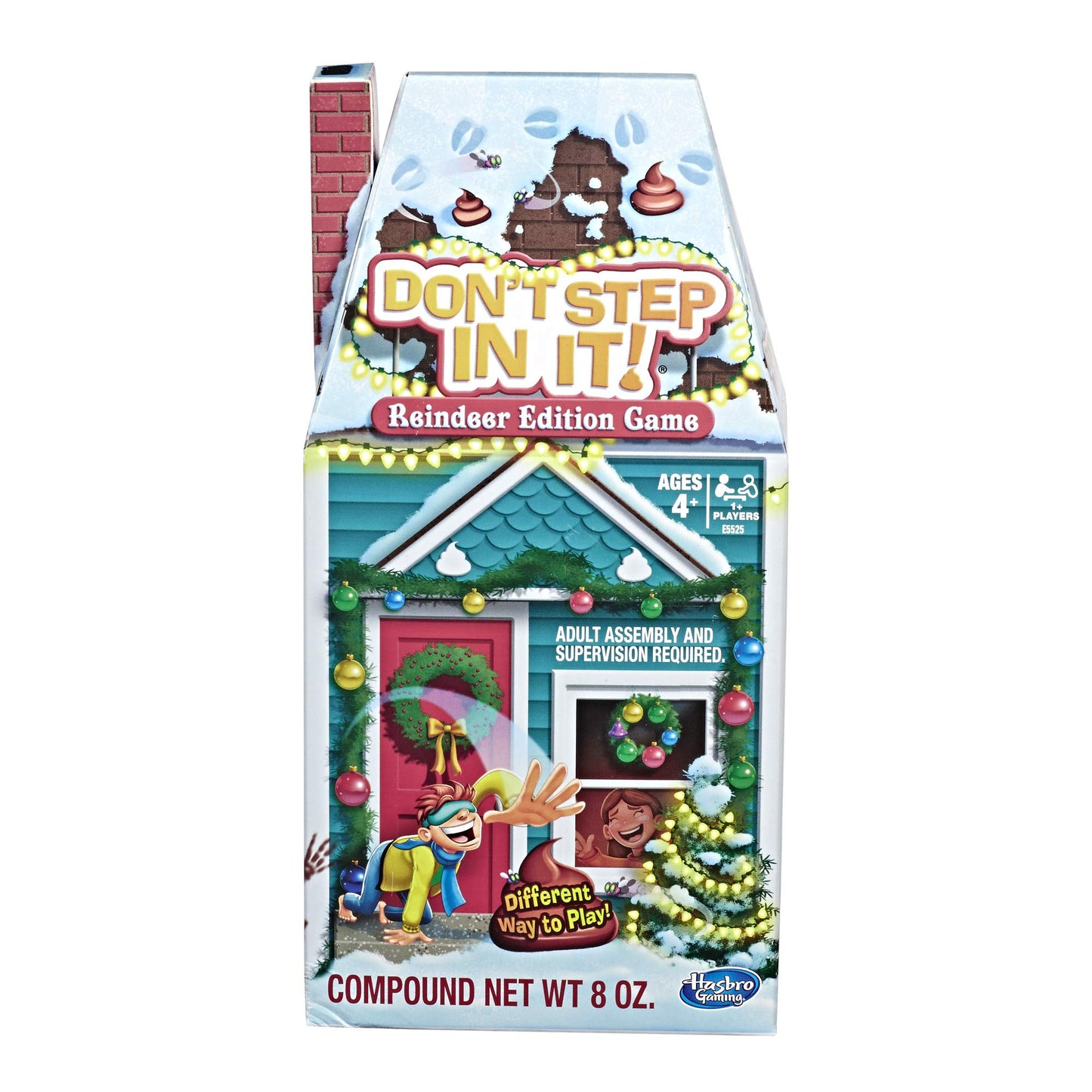 Hasbro Gaming Don't Step in It! Reindeer Edition Game for Kids, Plastic, Brown, Ages 4+, Model E5525