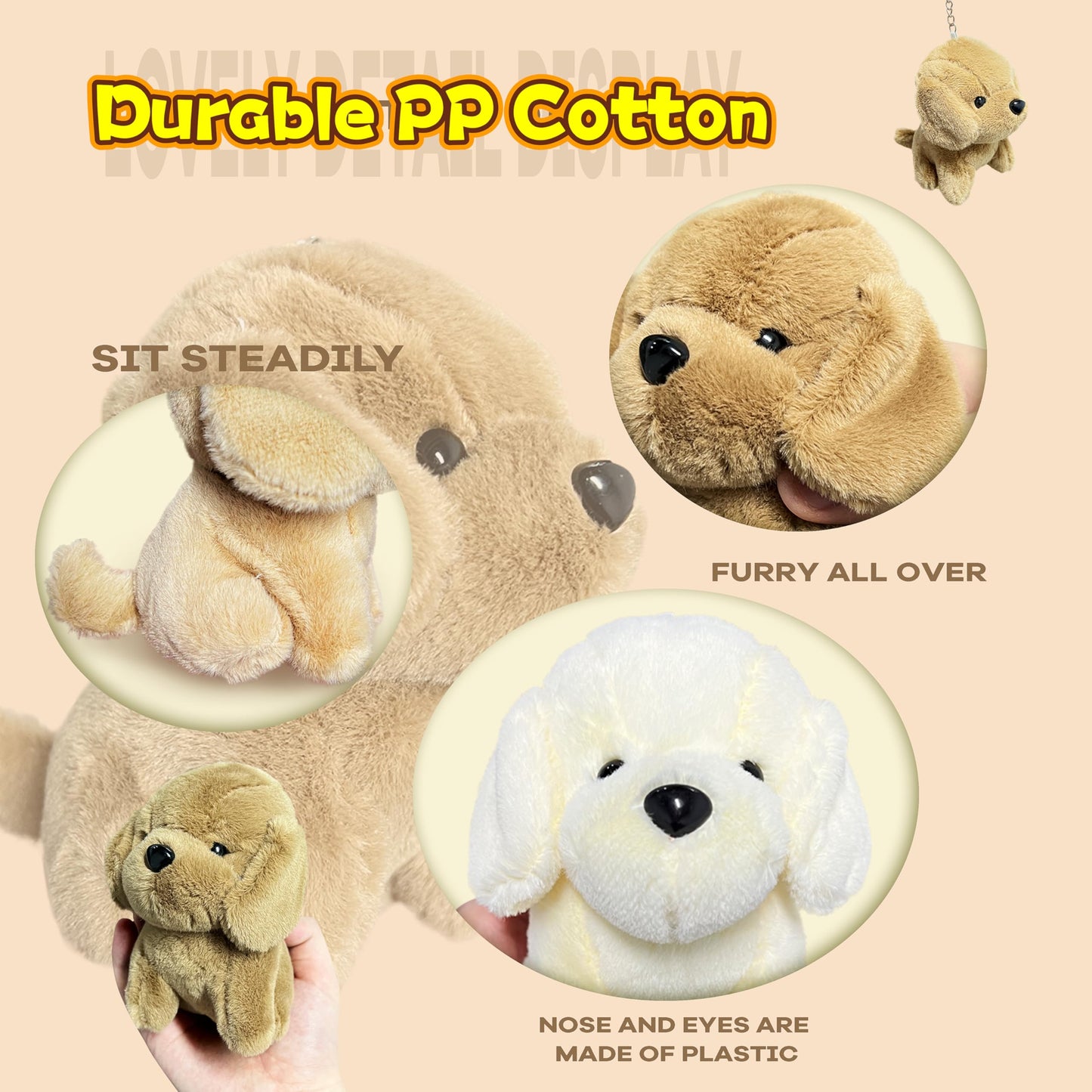 Brown Dog Stuffed Animals, Kawaii Plush Toys For Girls And Boys, Mini Dog Plush Toys Keychain, Cute Dog Plushies, Soft Puppy Stu
