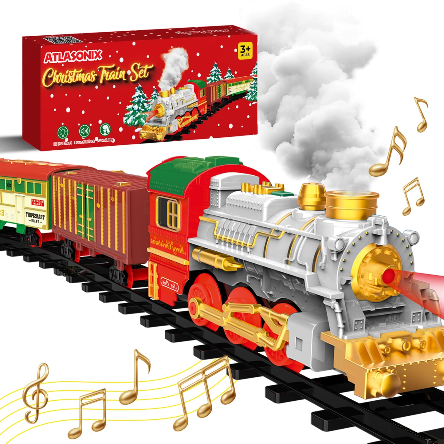 Christmas Train Sets For Around The Tree With Lights, And Sounds - Christmas Toy Holiday Train Around Christmas Tree W/Large Tracks, Electric Train Set For Kids Ages 4-8