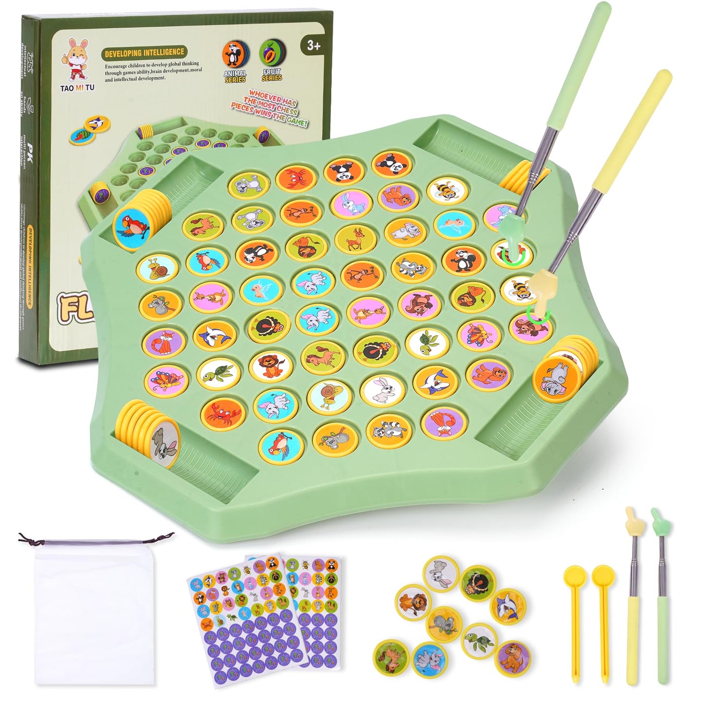 Gencokok 54Pcs Animal Flip Chess Memory Chess Game, Animal Flip Matching Chess Board, Memory Chess Game For Kindergarten Gatheri