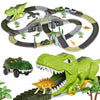TUMAMA Dinosaur Toys Race Track, 281 Pcs Dinosaur Train Toys for Kids 3-5 5-7, Flexible Train Tracks with 4 Dinosaurs Figures, 2