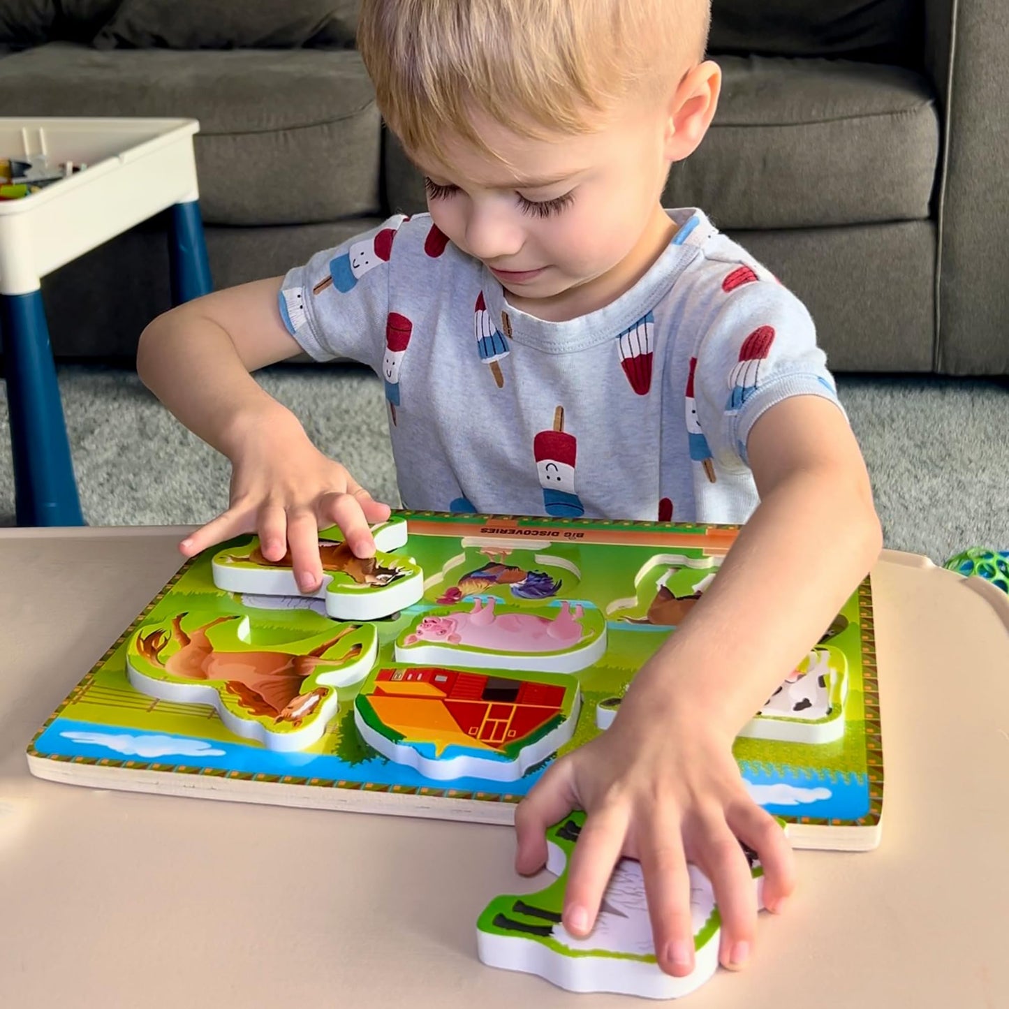 Big Discoveries Wooden Puzzle - Animal Wood Puzzles For Toddlers 2+ Years Old | Montessori Learning Puzzles For Kids - Great For