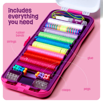 Pretty Me Friendship Bracelet Making Kit - Multicolored Crafts for Girls Age 8-12 - Small Size, Includes String and Heart-Shaped Clasps