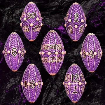 Aruohha Dnd Metal Dice Copper Purple Dragon Egg Dice With Metal Box, Role Playing Game Rpg Polyhedral D And D Dice Set D20 D12 D