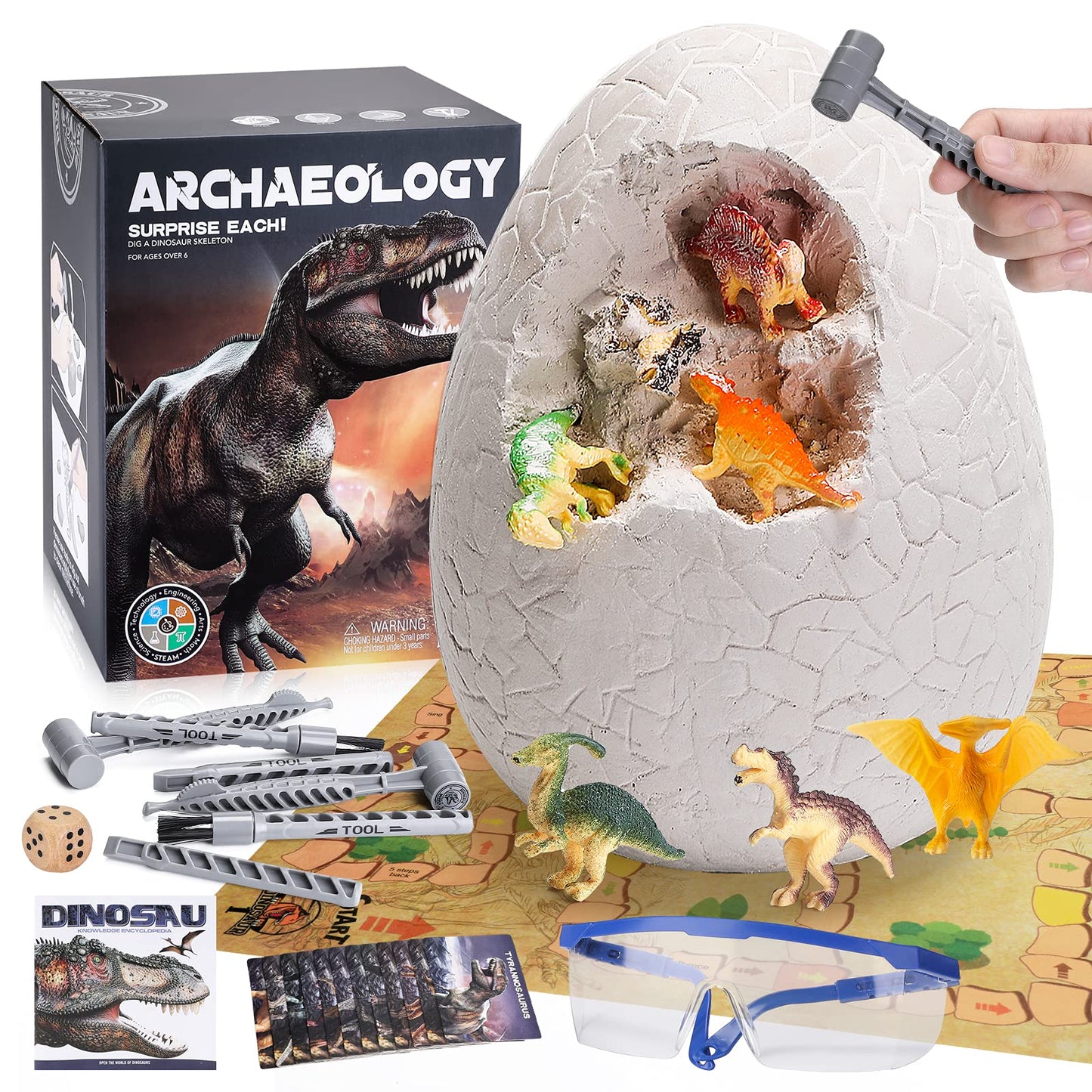 Woumserta Jumbo Dino Egg Dig Kit, Dinosaur Toys For Kids 5-7 8-12 With 12 Dinosaurs, Dinosaur Toys For 5 6 7 8 Year Old Boy Birthday Gift, Dinosaur Eggs Excavation Gifts For 5 6 7 Year Old Boy Girl