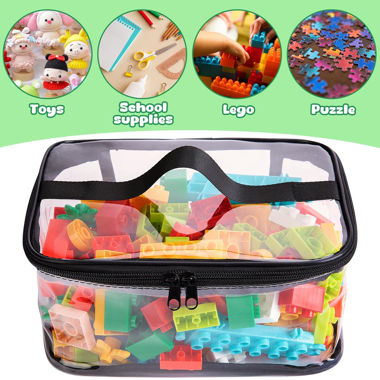 4 Packs Clear Toy Storage Bags- 9.4 X 6.7 X 4.3 Inch Transparent Pvc Toy Organizing Bags With Zipper- Waterproof Toy Storage Org