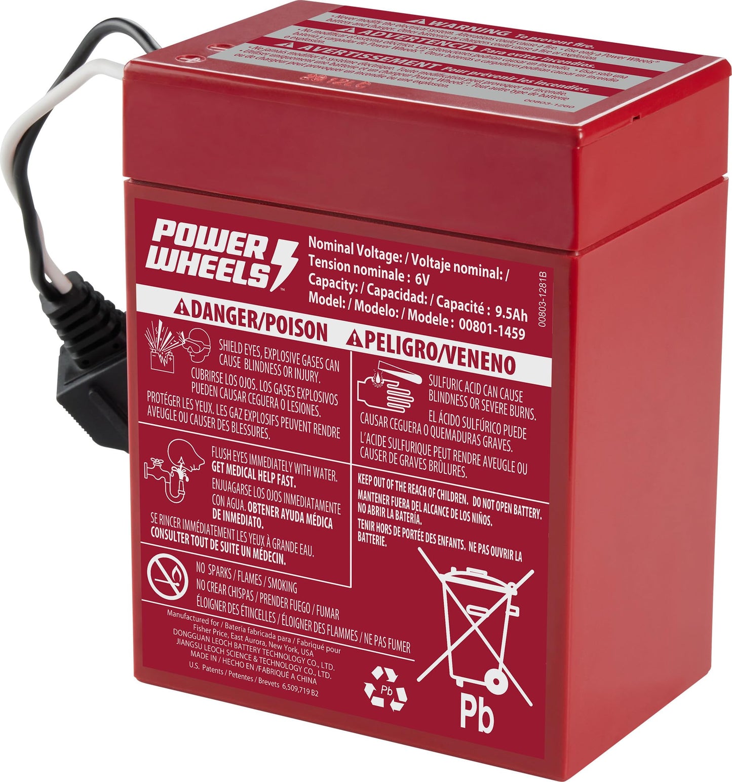 Power Wheels 6-Volt Red Rechargeable Replacement Battery For Fisher-Price Ride-On Preschool & Toddler Toy, Red