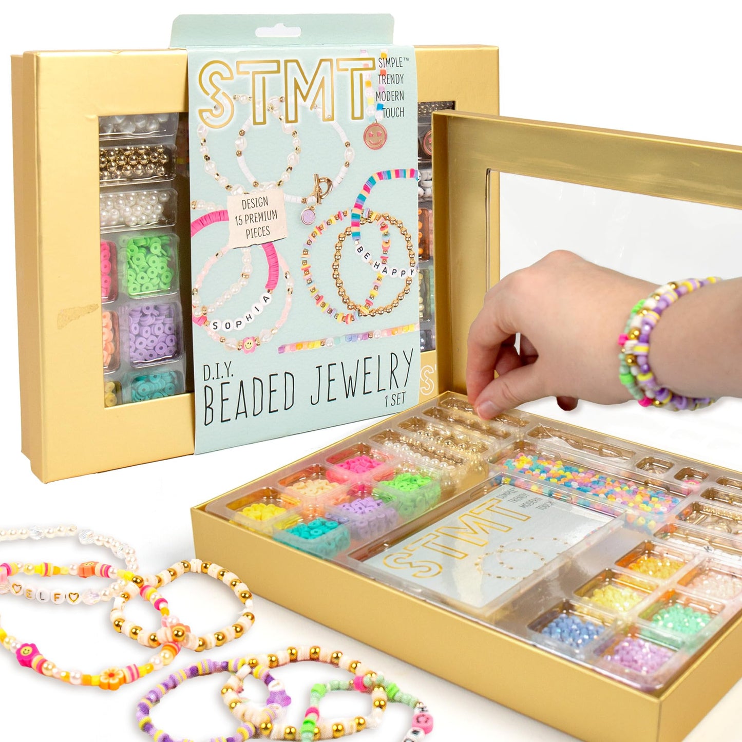 Stmt Diy Beaded Jewelry, Makes 15 Premium Jewelry Pieces, Quality Bracelet Making Kit, Features Letter Beads For Bracelets, Enam