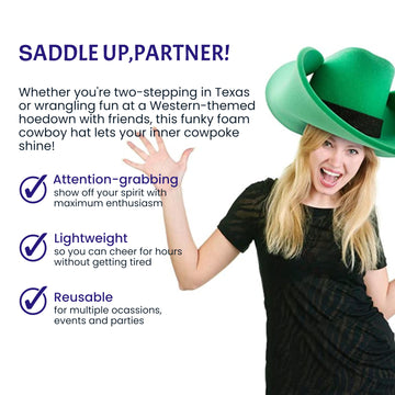 FUNSTITUTION Giant Foam Cowboy Hat - Oversized Cowboy Hat - Silly, Crazy and Funny Hats for Adults and Kids - Huge Cowboy Hat -